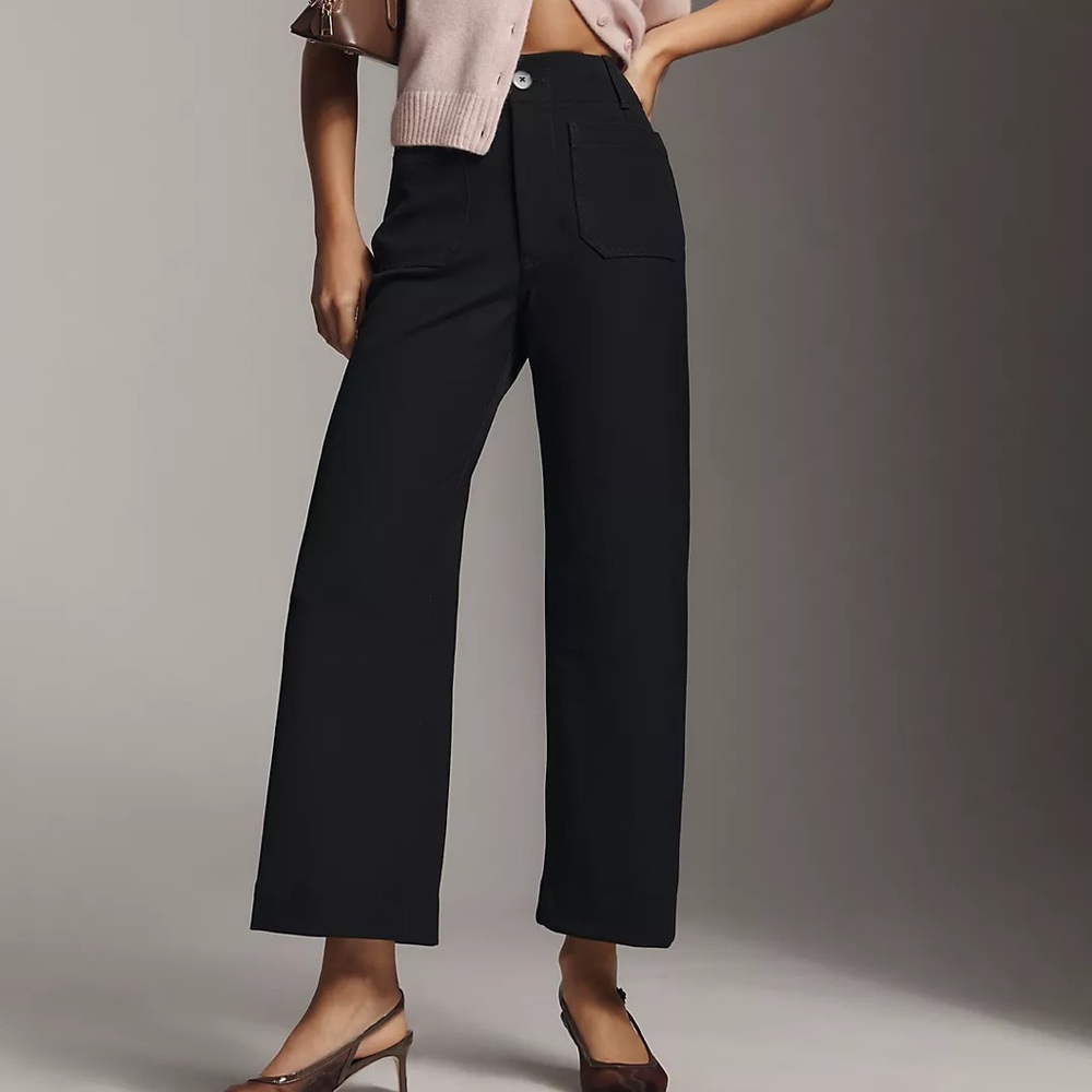 Maeve Collette Black linen crops by Anthropology